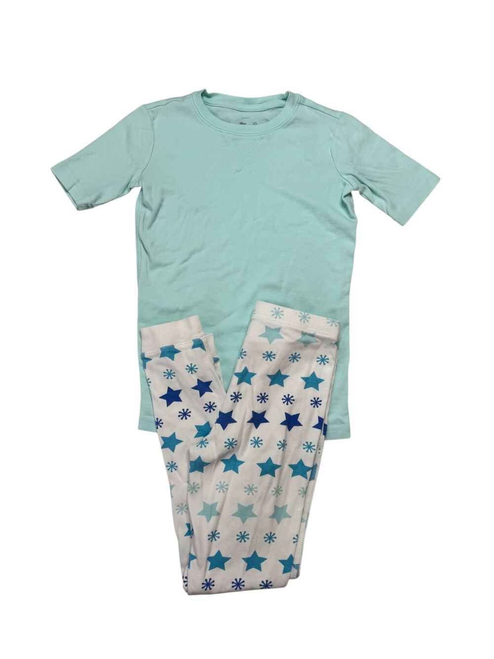 PRIMARY Blue Stars Snowflake Long John Pajama Set Size 10 Kids Unisex Cotton